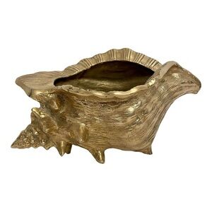 Large Vintage Brass Conch Seashell Planter